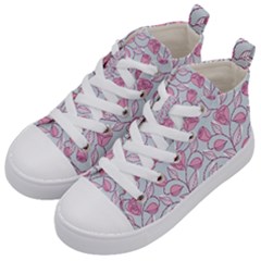 Pink Roses Pattern Kid s Mid-top Canvas Sneakers by JadehawksAnD