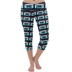 Aqua Cassette Capri Yoga Leggings by snowwhitegirl