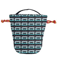 Aqua Cassette Drawstring Bucket Bag