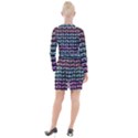 Three Color Ombre Cassette Button Long Sleeve Dress View2