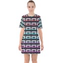 Three Color Ombre Cassette Sixties Short Sleeve Mini Dress View1