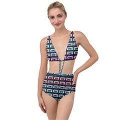 Three Color Ombre Cassette Tied Up Two Piece Swimsuit