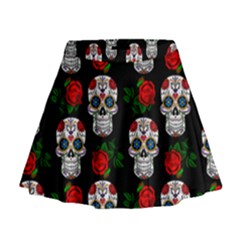 Skull Pattern Black Mini Flare Skirt by snowwhitegirl