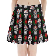 Skull Pattern Black Pleated Mini Skirt by snowwhitegirl