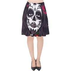 Mexican Skull Lady Velvet High Waist Skirt by snowwhitegirl