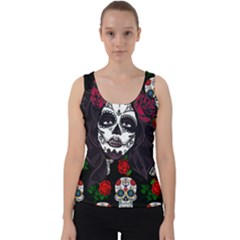 Mexican Skull Lady Velvet Tank Top by snowwhitegirl