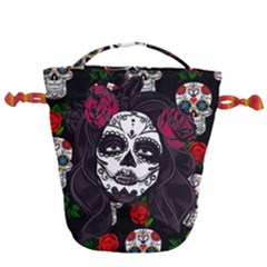 Mexican Skull Lady Drawstring Bucket Bag