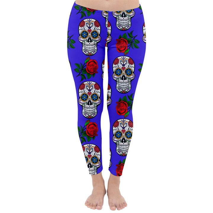 Skull Pattern Blue Classic Winter Leggings