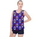 Skull Pattern Blue Bubble Hem Chiffon Tank Top View1