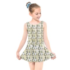 Little Victorian Girls Pattern Kids  Skater Dress Swimsuit