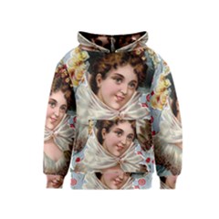 Victorian Lady Blue Floral Kids  Pullover Hoodie by snowwhitegirl