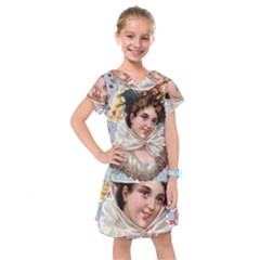 Victorian Lady Blue Floral Kids  Drop Waist Dress by snowwhitegirl