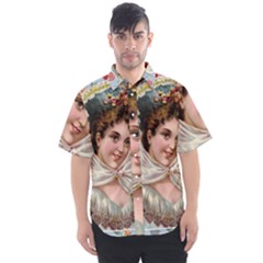 Victorian Lady Blue Floral Men s Short Sleeve Shirt