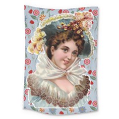 Victorian Lady Blue Floral Large Tapestry by snowwhitegirl