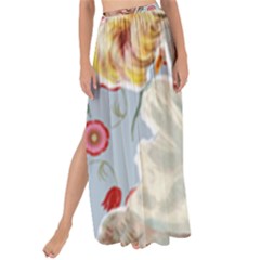 Victorian Lady Blue Floral Maxi Chiffon Tie-up Sarong by snowwhitegirl