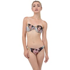 Victorian Lady Blue Floral Classic Bandeau Bikini Set