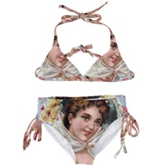 Victorian Lady Blue Floral Kids  Classic Bikini Set by snowwhitegirl