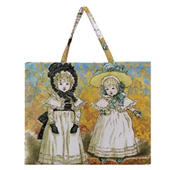 Little Victorian Girls Zipper Large Tote Bag by snowwhitegirl