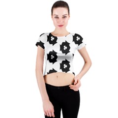 Black And White Pattern Crew Neck Crop Top by Simbadda