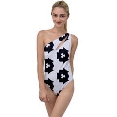 Black And White Pattern To One Side Swimsuit