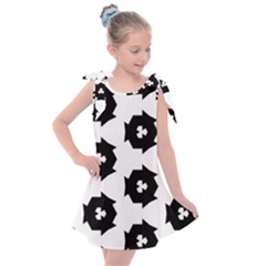 Black And White Pattern Kids  Tie Up Tunic Dress