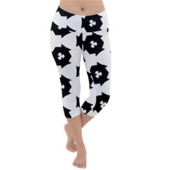 Black And White Pattern Lightweight Velour Capri Yoga Leggings