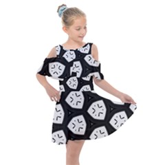 Black And White Kids  Shoulder Cutout Chiffon Dress