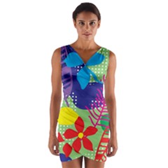 Decoration Decor Pattern Wrap Front Bodycon Dress by Simbadda