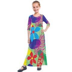 Decoration Decor Pattern Kids  Quarter Sleeve Maxi Dress by Simbadda