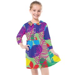 Decoration Decor Pattern Kids  Quarter Sleeve Shirt Dress