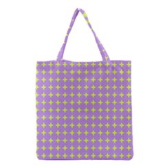 Pastel Mod Purple Yellow Circles Grocery Tote Bag