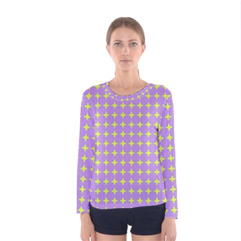 Pastel Mod Purple Yellow Circles Women s Long Sleeve Tee by BrightVibesDesign