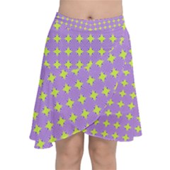 Pastel Mod Purple Yellow Circles Chiffon Wrap Front Skirt by BrightVibesDesign