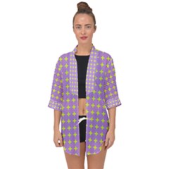 Pastel Mod Purple Yellow Circles Open Front Chiffon Kimono by BrightVibesDesign