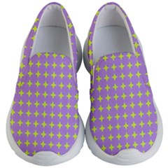 Pastel Mod Purple Yellow Circles Kid s Lightweight Slip Ons by BrightVibesDesign