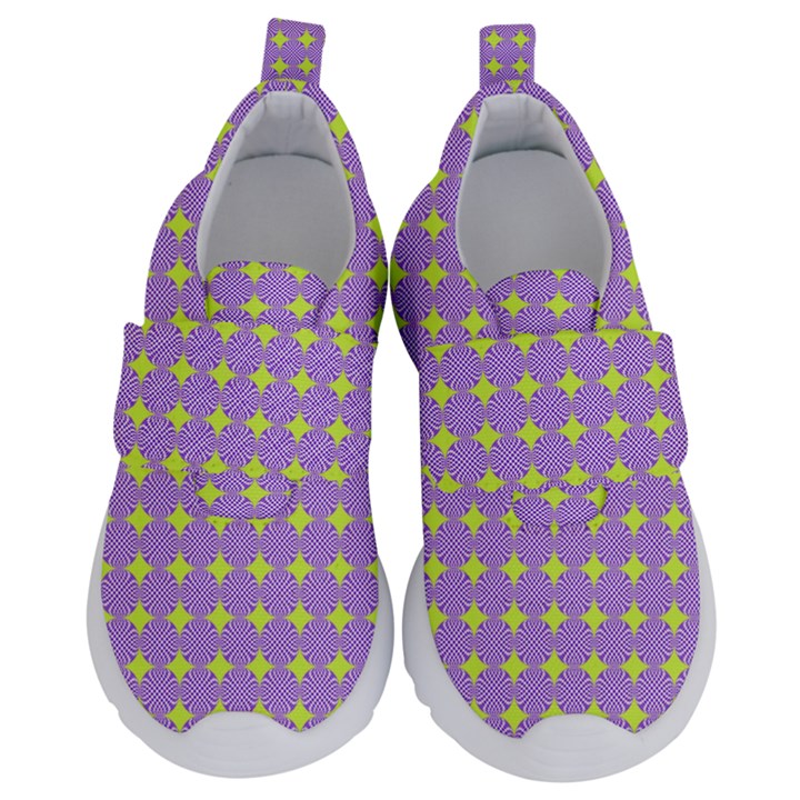 Pastel Mod Purple Yellow Circles Velcro Strap Shoes