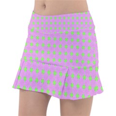 Pastel Mod Pink Green Circles Tennis Skirt