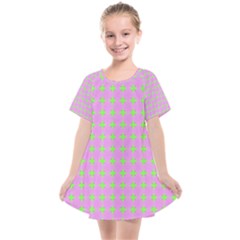 Pastel Mod Pink Green Circles Kids  Smock Dress