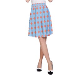 Pastel Mod Blue Orange Circles A-line Skirt by BrightVibesDesign