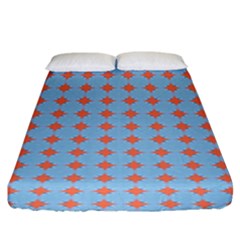 Pastel Mod Blue Orange Circles Fitted Sheet (king Size) by BrightVibesDesign