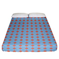 Pastel Mod Blue Orange Circles Fitted Sheet (california King Size) by BrightVibesDesign