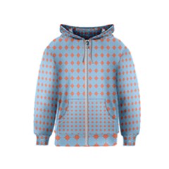 Pastel Mod Blue Orange Circles Kids  Zipper Hoodie by BrightVibesDesign