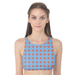 Pastel Mod Blue Orange Circles Tank Bikini Top by BrightVibesDesign