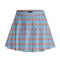 Pastel Mod Blue Orange Circles Mini Flare Skirt by BrightVibesDesign