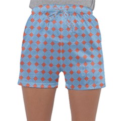 Pastel Mod Blue Orange Circles Sleepwear Shorts by BrightVibesDesign