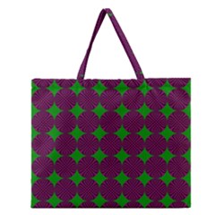 Bright Mod Pink Green Circle Pattern Zipper Large Tote Bag by BrightVibesDesign