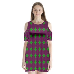 Bright Mod Pink Green Circle Pattern Shoulder Cutout Velvet One Piece by BrightVibesDesign