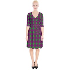 Bright Mod Pink Green Circle Pattern Wrap Up Cocktail Dress by BrightVibesDesign