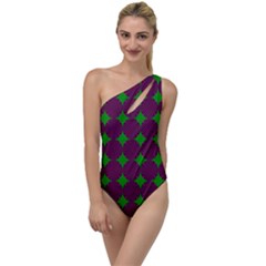 Bright Mod Pink Green Circle Pattern To One Side Swimsuit by BrightVibesDesign