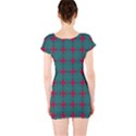 Mod Teal Red Circles Pattern Short Sleeve Bodycon Dress View2